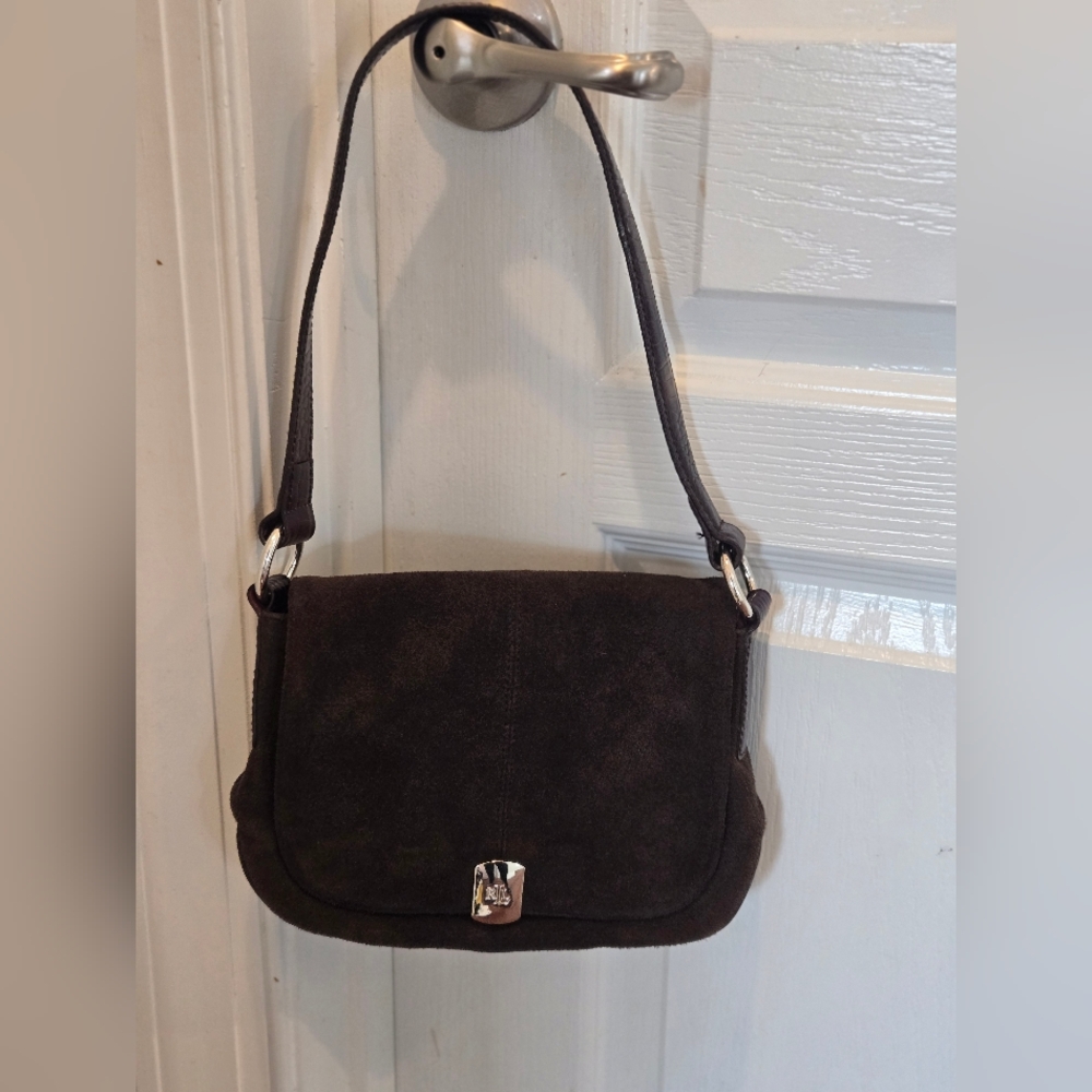 Lauren Ralph Lauren Chocolate Brown Suede Shoulder Bag